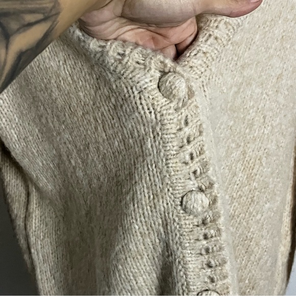LoveShackFancy Guthrie Wool-Blend Cardigan in Brown/Beige Size Small